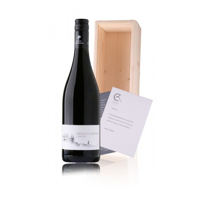 Merlot Castelnau wijncadeau (1 fles in houten kist)